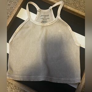Free People The Class Gray Fitted Crop Tank Top NWOT